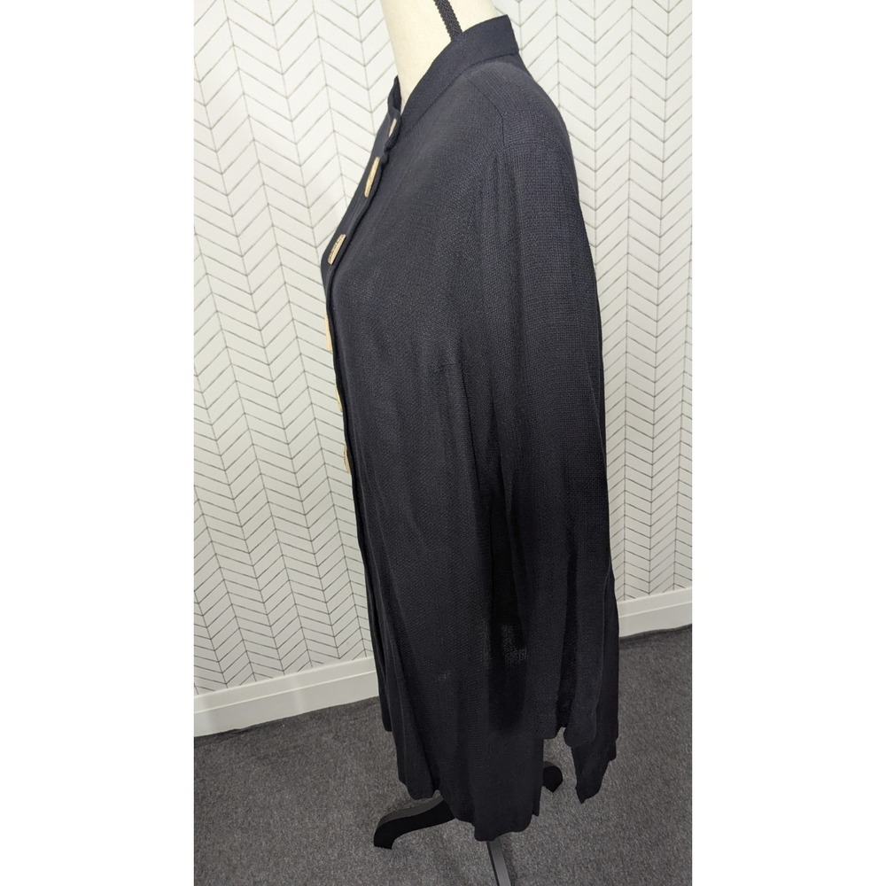 Vintage August Max Women's X Black  Linen Blend‎ Cardigan Tribal Witchy Boho USA - Picture 12 of 16
